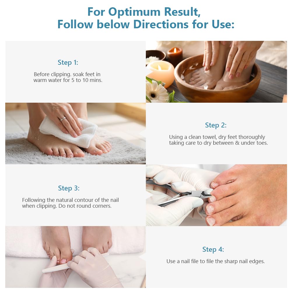 Beugo Pince Coupe Ongles, Pinces à Ongle Incarné en Acier Inoxydable Professionnelle avec Capuchon en Plastique Ciseaux à Cuticules pour Couper les Ongles Épais（B）