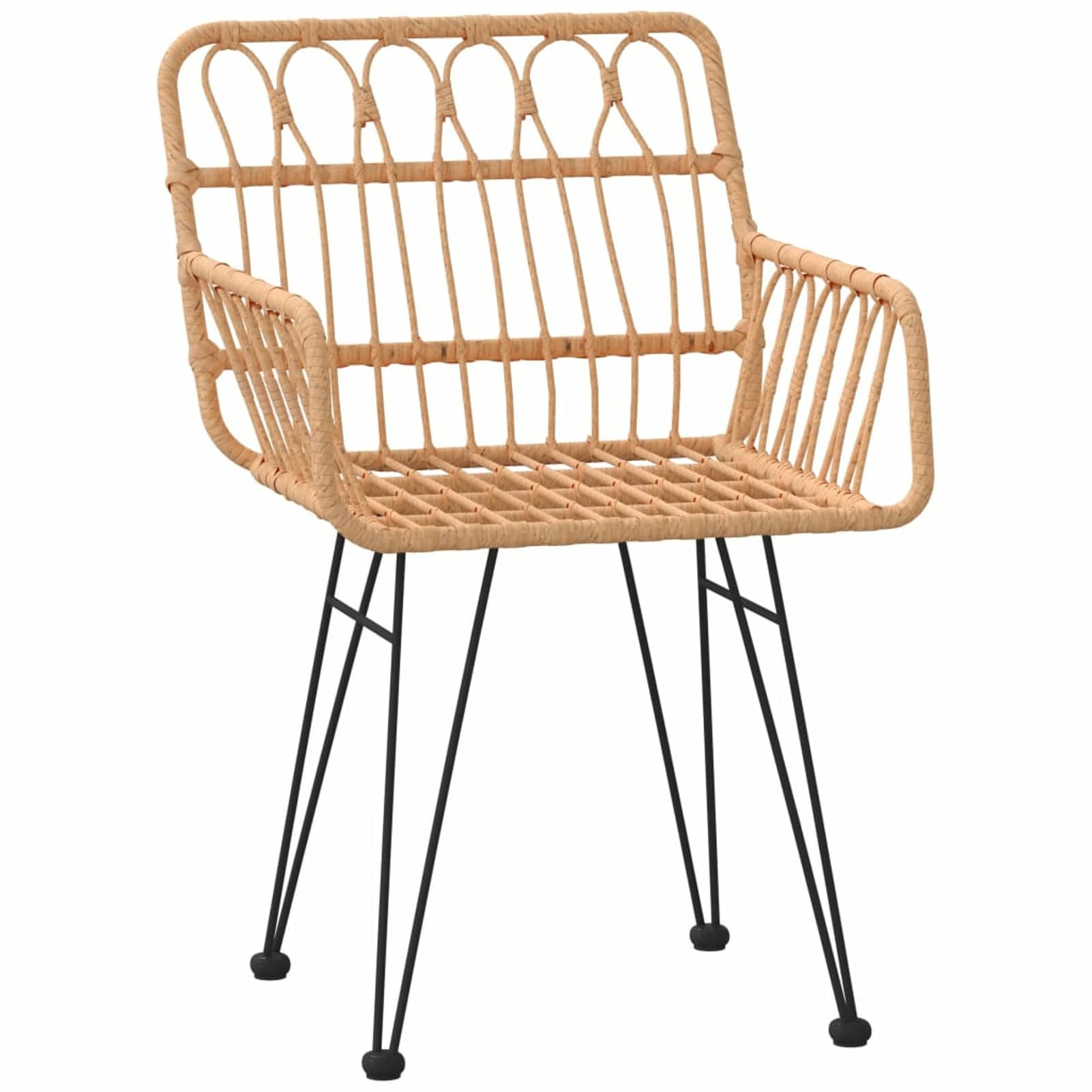 Krzesło z podłokietnikami, krzesło ogrodowe, metalowa struktura, krzesła ogrodowe 2 szt. z podłokietnikami 56x64x80 cm PE rattan