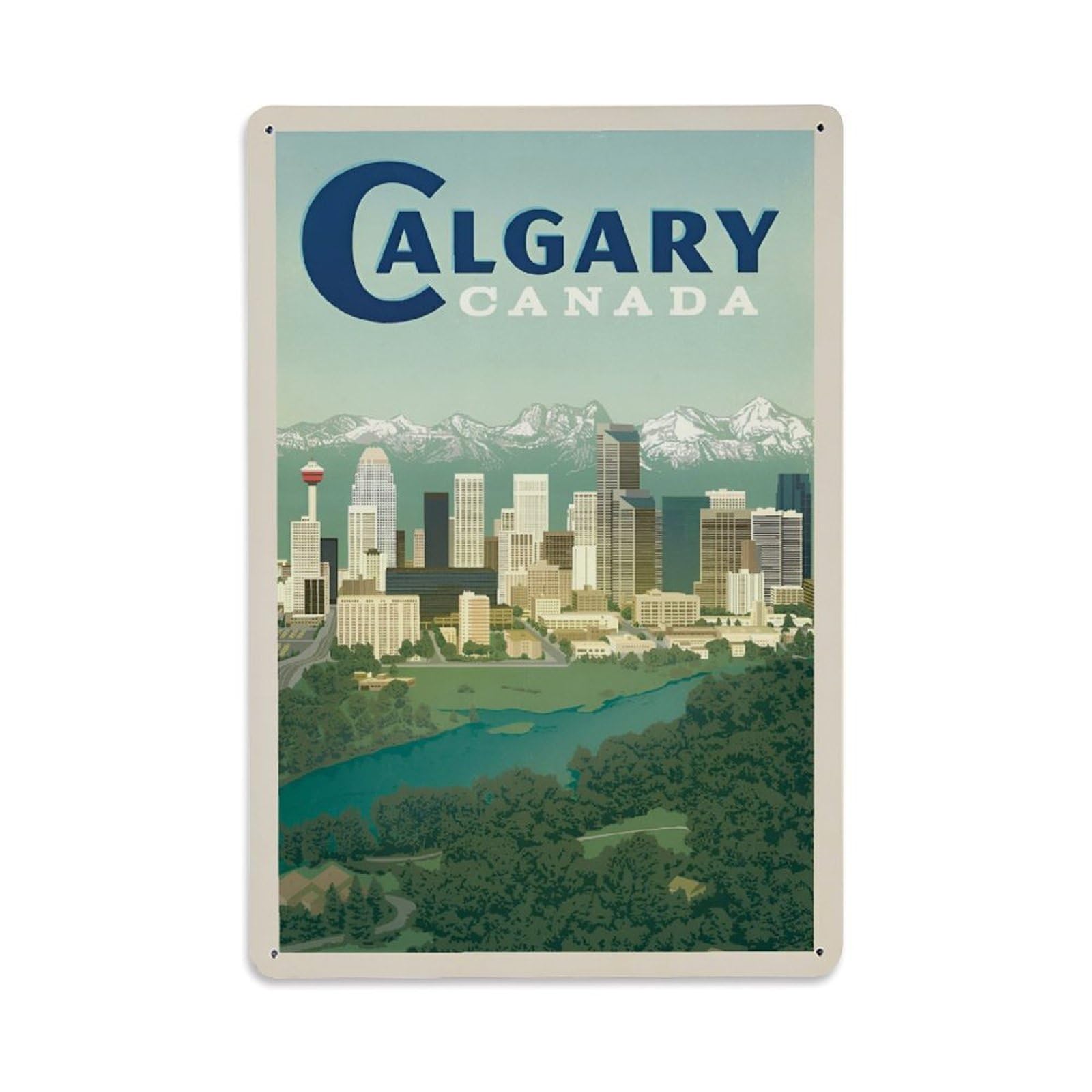 Vintage Trave Poster Canada Calgary Metal Tin Sign Wall Decor for Cafe, Club, Garden Metal Poster 8x12Inch