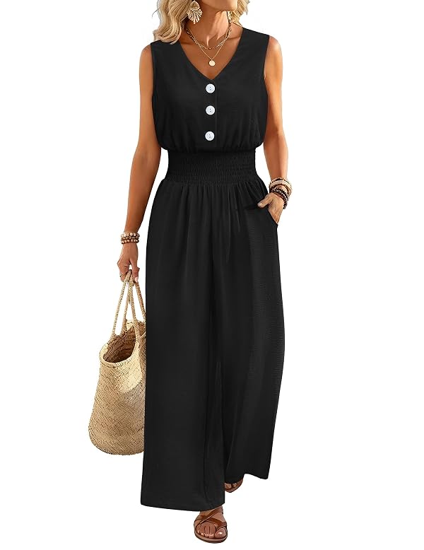 Jumpsuits for Women Casual Summer Rompers Dressy Wide Leg Vacation Outfits by LOOKBOHO - Used condition - Image 2