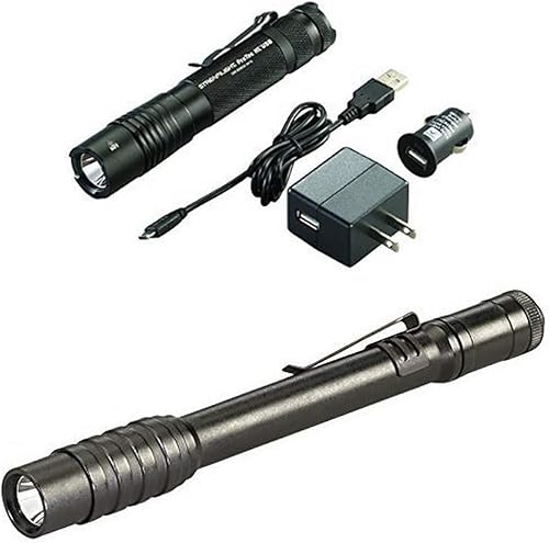 Streamlight Lumen Linterna táctica profesional con alto/bajo/estroboscópico con cargador USB y lápiz óptico Pro USB recargable con adaptador de CA