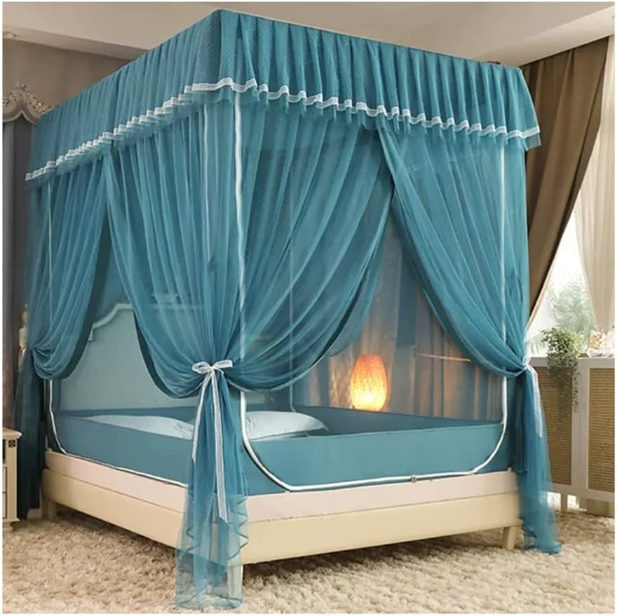 2 in 1 Canopy Mosquito net, Princess Room Girl's Bedroom Decoration Double Layer mesh Bed Curtain, Suitable for Year-Round use (Color : Green-1, Size : 180X200CM)