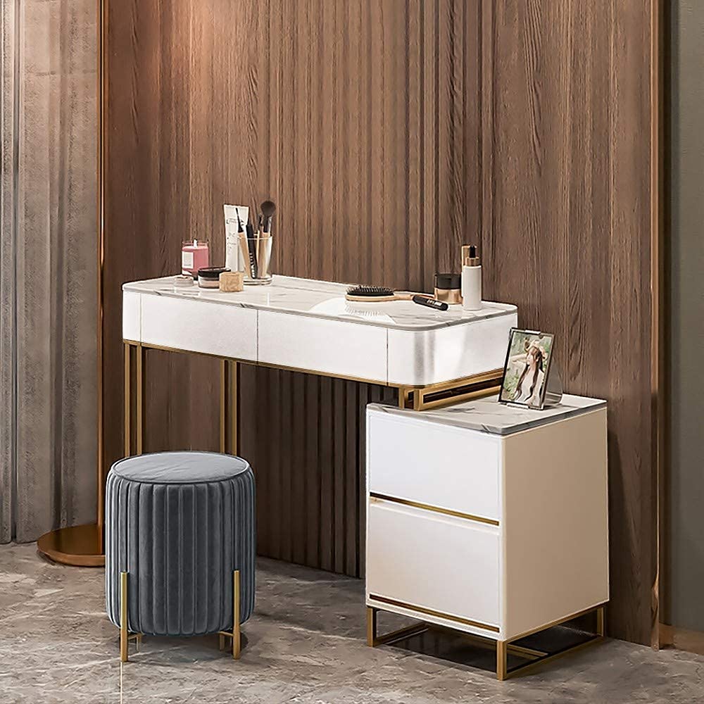 KOHINOOR DECOR Green Ply Plywood Modern and Expandable Corner Makeup Vanity | Merino Laminate Asian/Sirca DUCO Paint with Hettich/Ozone Hardware Dressing Table with Cabinet (White)-image-31