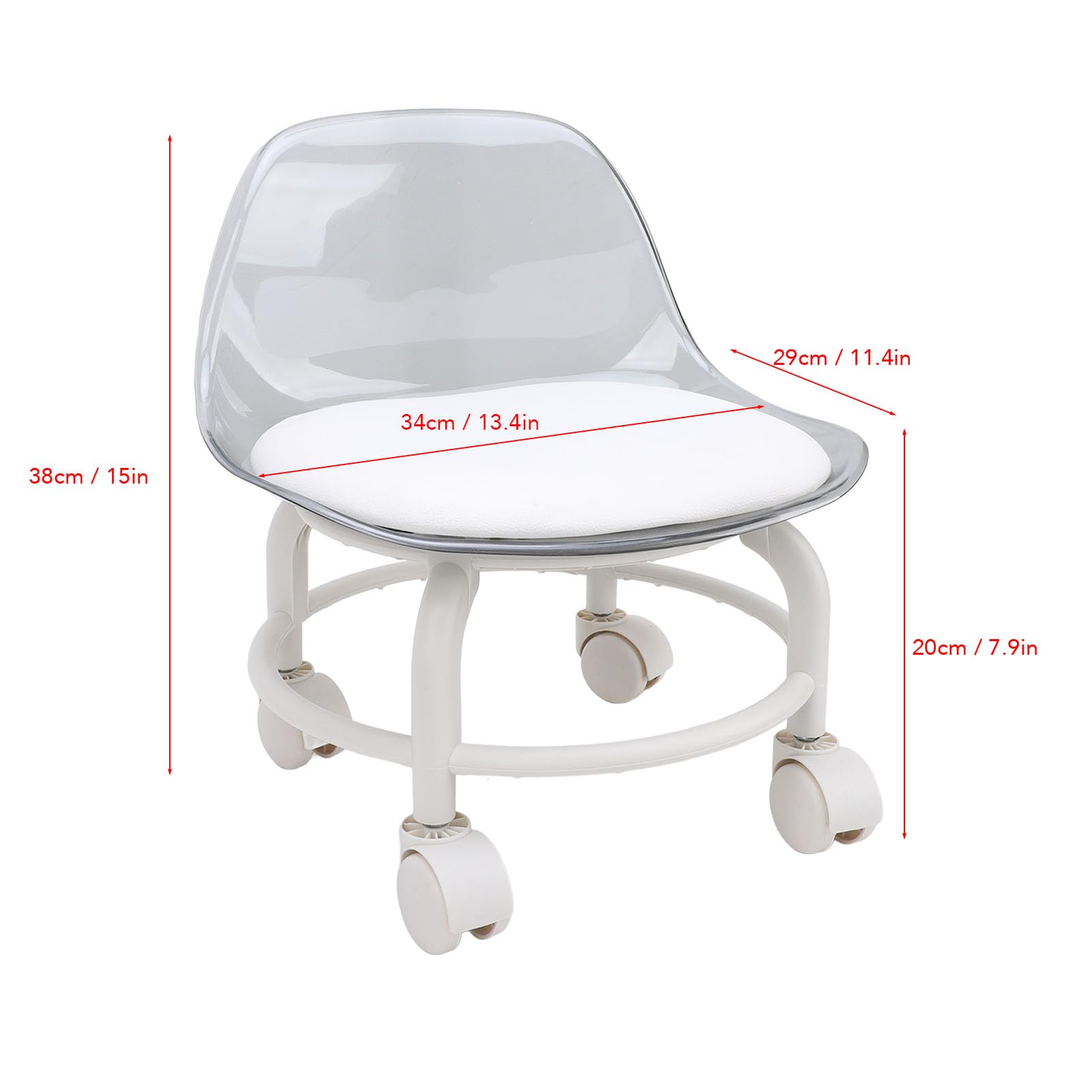 Taburete bajo con Rus Rus Giratorias 360 ​​Grados Taburete con Alta Resistencia Asiento con Plástico con Resp Cómodo para el Hogar Oficina Garaje Tienda