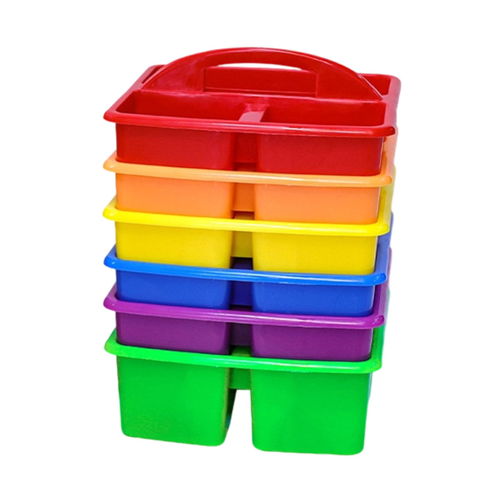 6Pcs Multipurpose Organiser Basket with Handle 3 Compartments Stackable Storage Basket for Art Supplies Supplies Multi Compartment Organiser Box