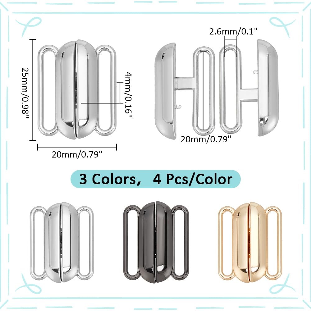 PH PandaHall 12 Sets 1" Front Closing Bikini Clasp - Image 2