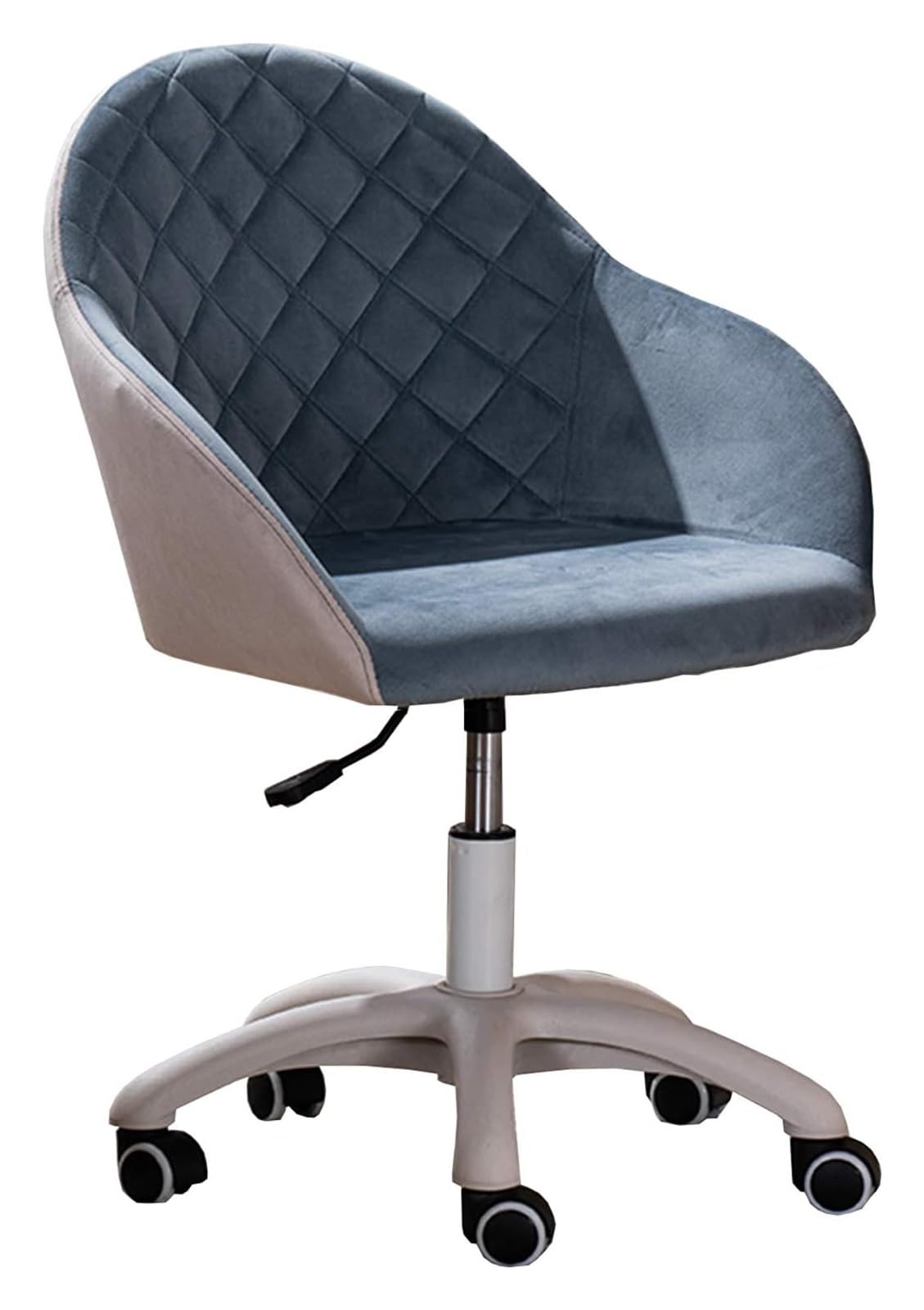 Chaise de bureau ergonomique velours bleu pivotante hauteur réglable