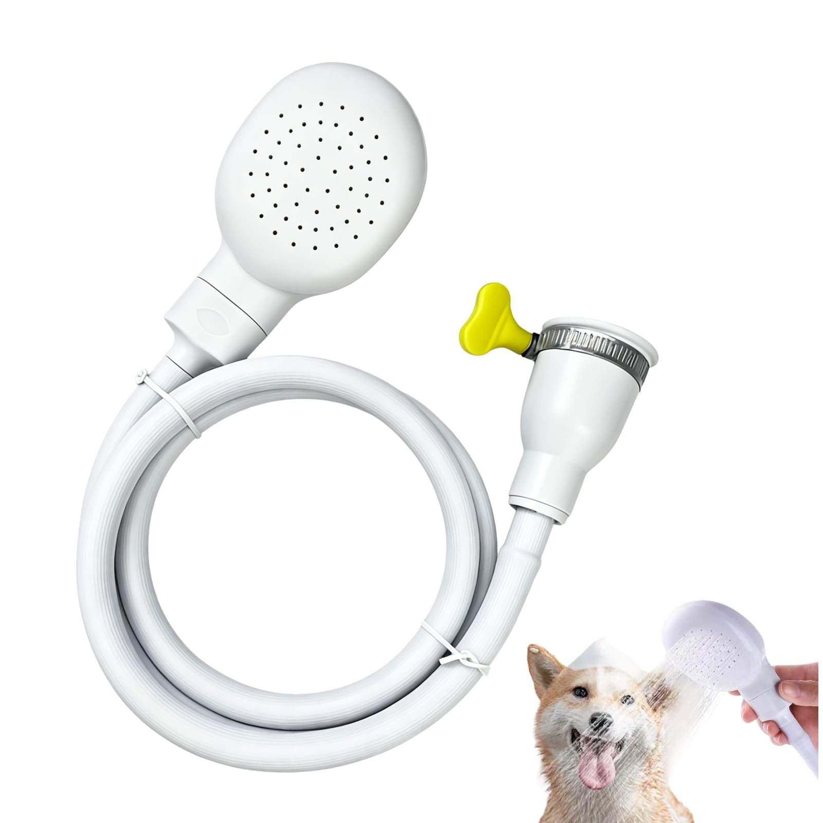 Yerozhui Single Tap Shower Attachment Hand Shower with 1.3M Rubber Hose, Shower Head and Hose Tap Shower Attachment for Bathroom, Hair Washing, Pet Bathing, Kitchen Sink Mixer Tap Universal Use