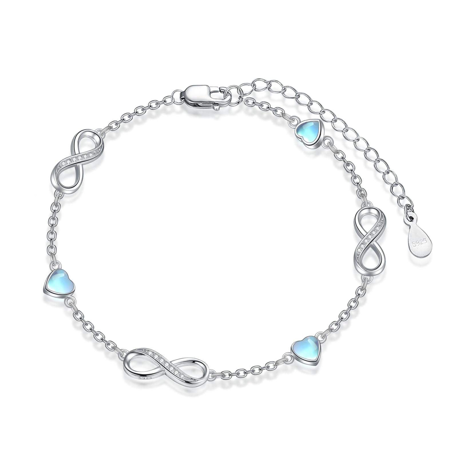 Dorunmo Ankle Bracelet for Women 925 Sterling Silver Natural Stone Bracelet Anklet Summer Beach Jewelry Birthday Gifts for Mom