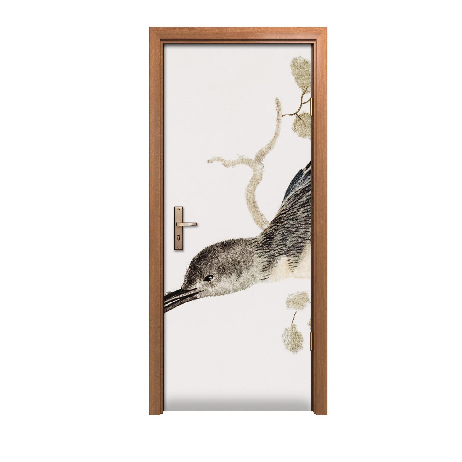 Autocollant de porte nature oiseaux pour créer une ambiance zen dans votre salon