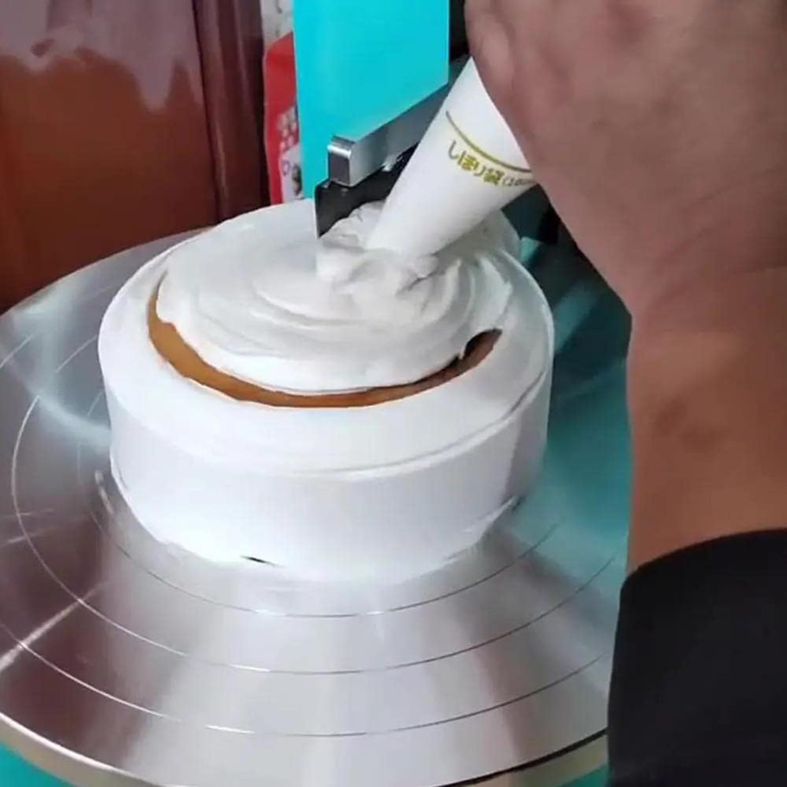 NYANS Automatische Kuchencreme Verteilmaschine, Kuchenbeschichtungs Glättungsmaschine, für die Herstellung von 4-12 Zoll Kuchen, Elektrische Geburtstagskuchen Creme Verteilmaschine,White