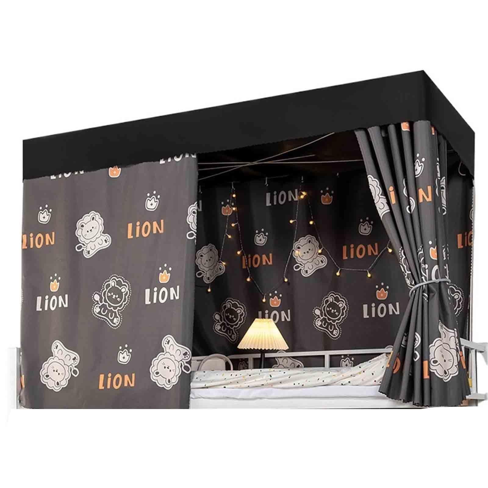 HAJHI Thicken Blackou Bunk Bed Tent Dormitories Bunk Bed Curtains for Bottom Top Polyester 3 Doors Loft Bed Curtains Mosquito-Proof(3*curtains+canopy,1.5M,P)