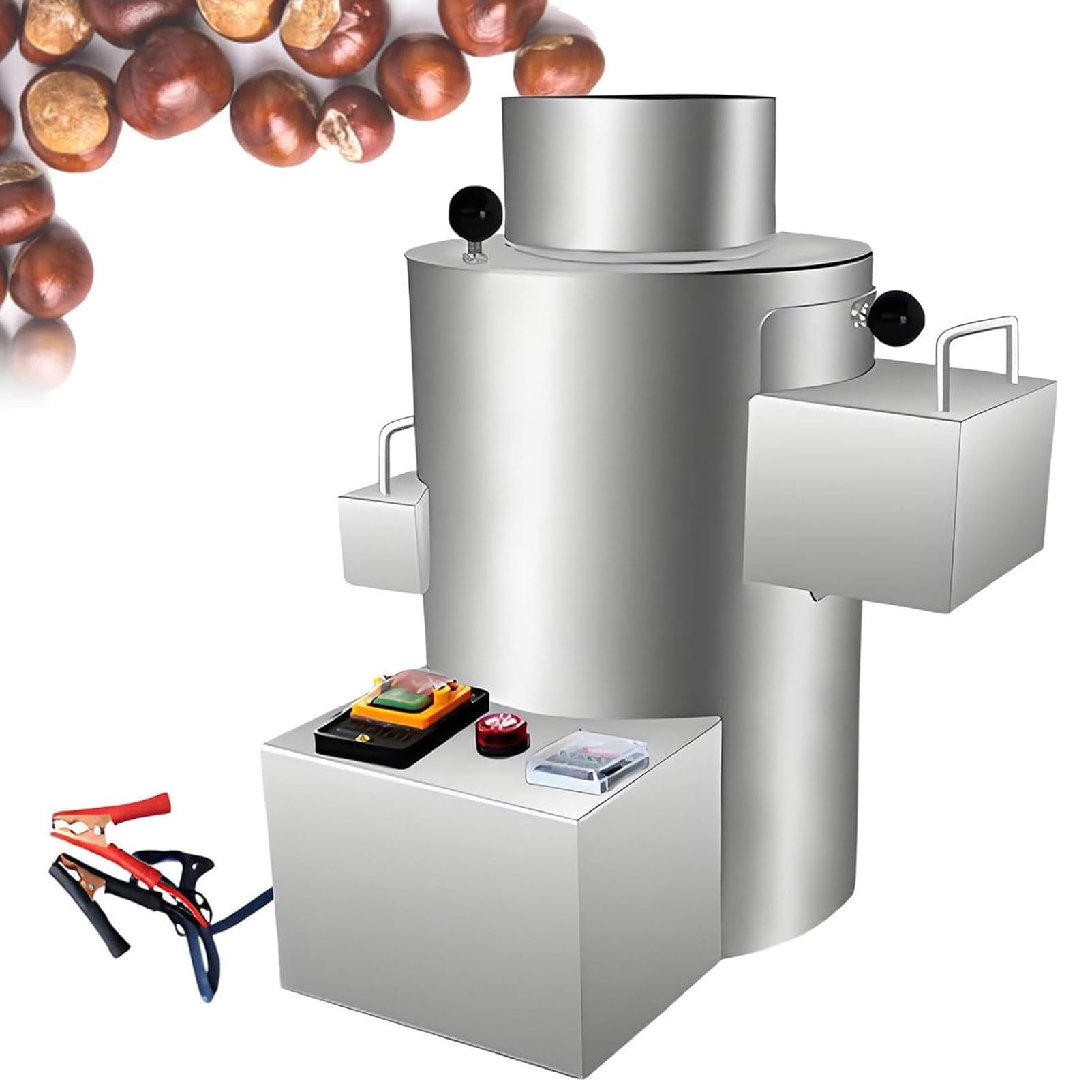 Nut Cracker Electric Chestnut Sheller,Stainless Steel Peeler Commercial,Electric Nut Cracker Machine,200Kg/h Peeling Kernel Hulling Machine 8blades-300WBattery