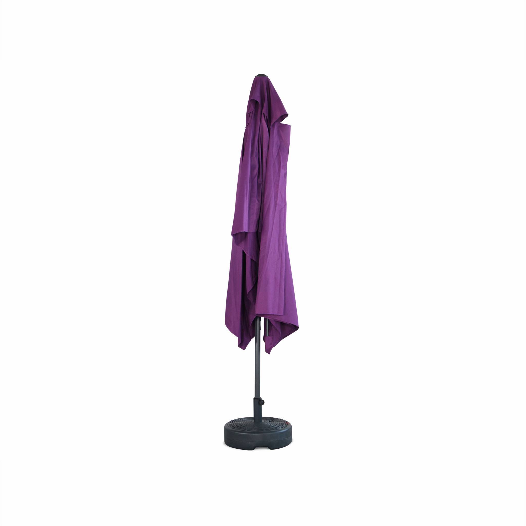 Alice's Garden - Parasol droit rectangulaire 2x3m - Touquet Prune - mât central en aluminium orientable et manivelle d'ouverture