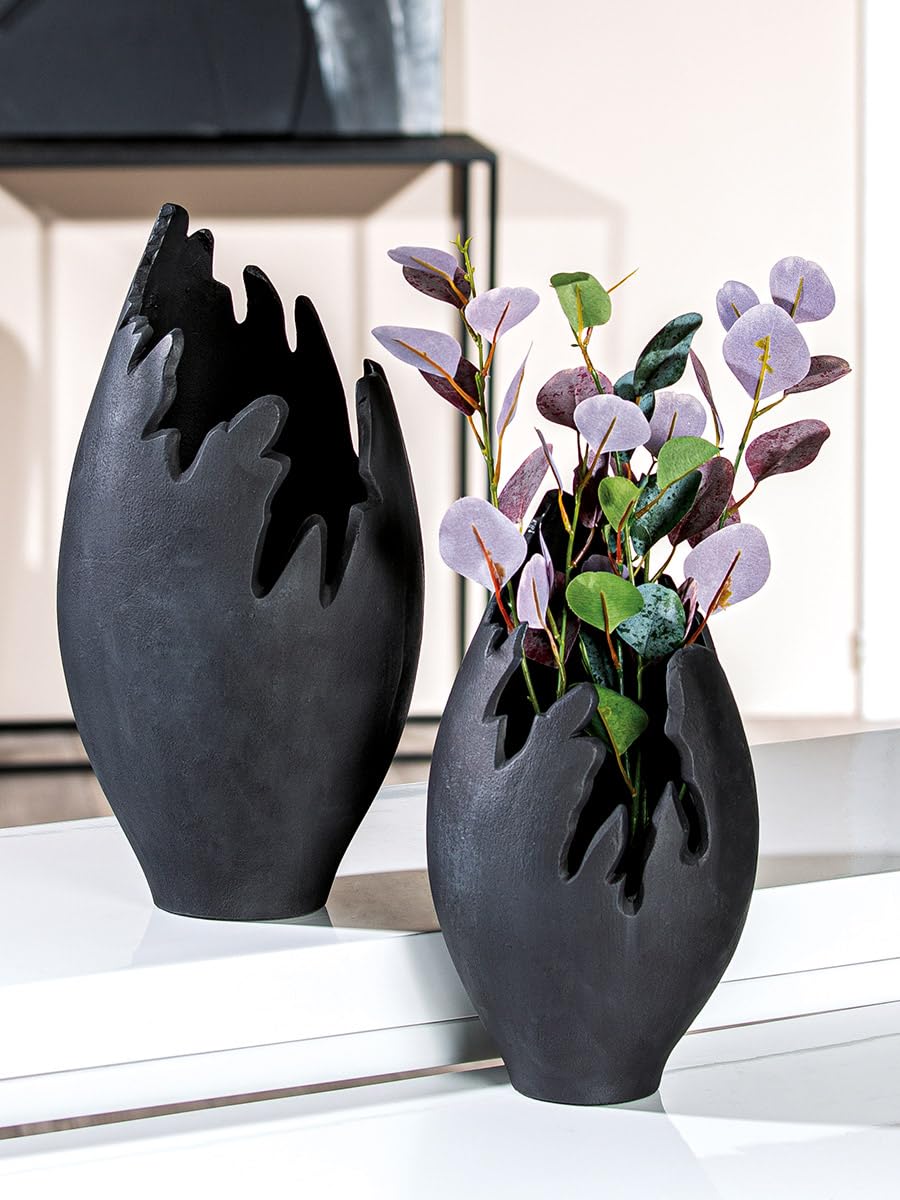 Casablanca Moderne Dekovase Aluminium - Vase modern Deko Wohnzimmer - Geschenk Geburtstagsgeschenk - Farbe: Anthrazith Höhe 33 cm