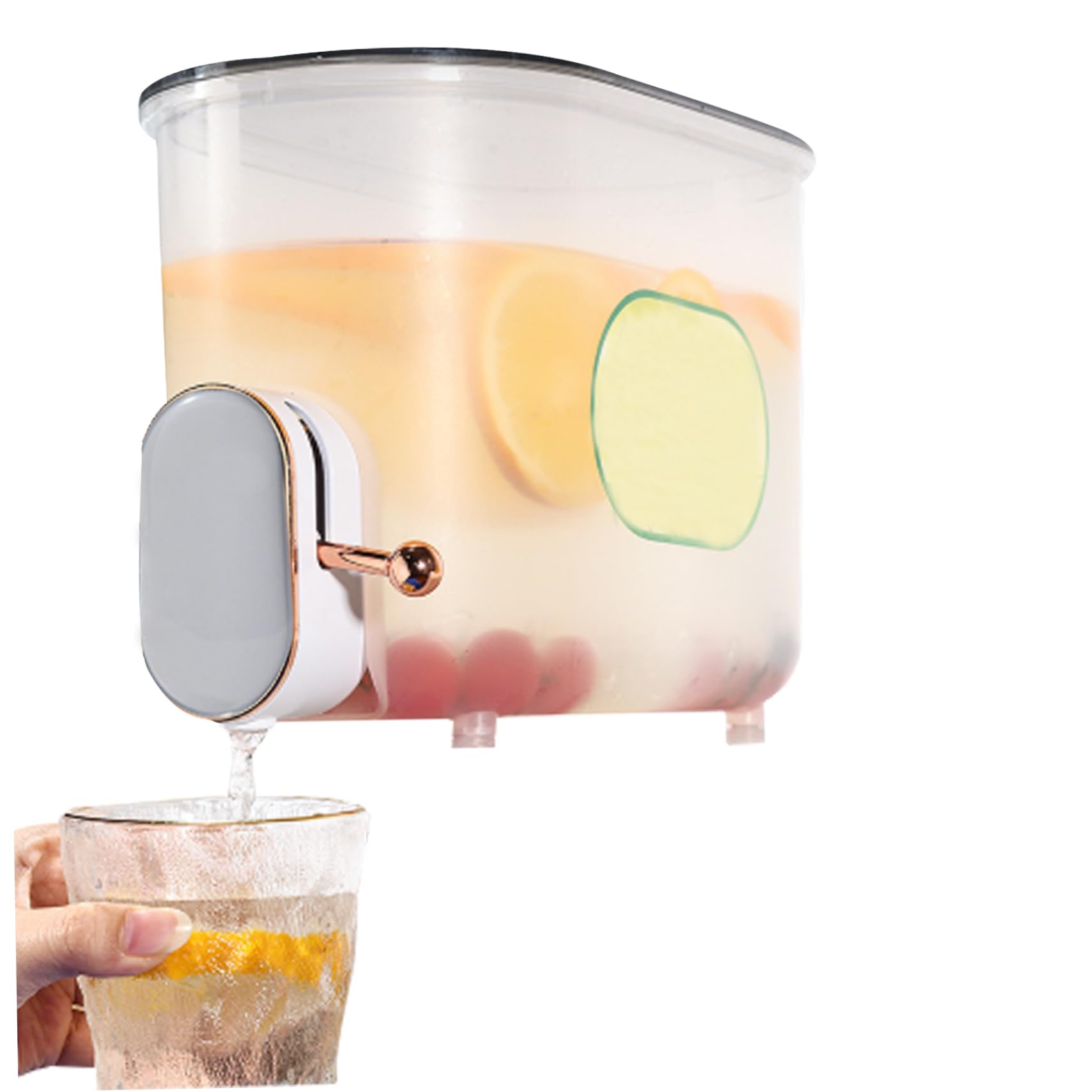 Dispenser per bevande Brocca da frigorifero da 5 litri Dispenser per bevande con rubinetto per tè Succhi Acqua Latte Frutta Teiera (Grigio con rubinetto dorato)..