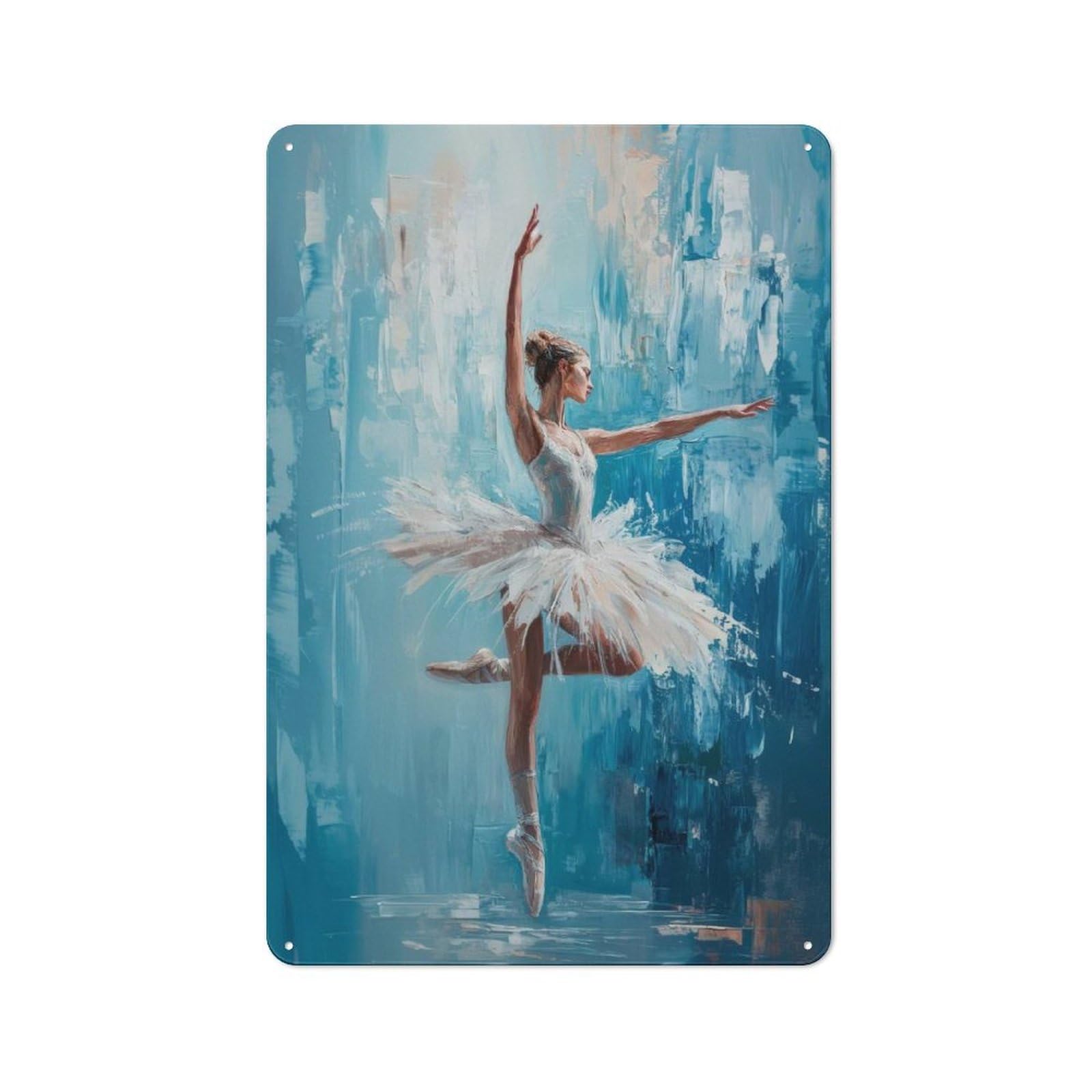 Junmoney Ballet Dancer In Blue Ballet Dancer Print Metal Wall Plaque 30X20cm, Simple Retro Studio Wall Plaque For Office, Study, Studio Or Hallway