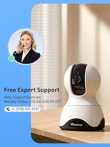 Miniatura 11 de VIMTAG Cámara 4K UHD para mascotas para interiores con aplicación de teléfono, cámara para perros de 360 con altavoz, cámaras interiores para