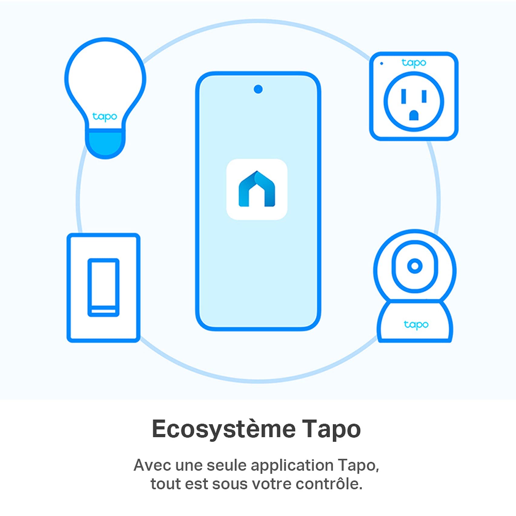 TP-Link indoor Caméra Surveillance WiFi+Prise Connectée WiFi Tapo P100(FR)+Ampoule Connectée, Ampoule LED 8.7W 806Lm 1080p
