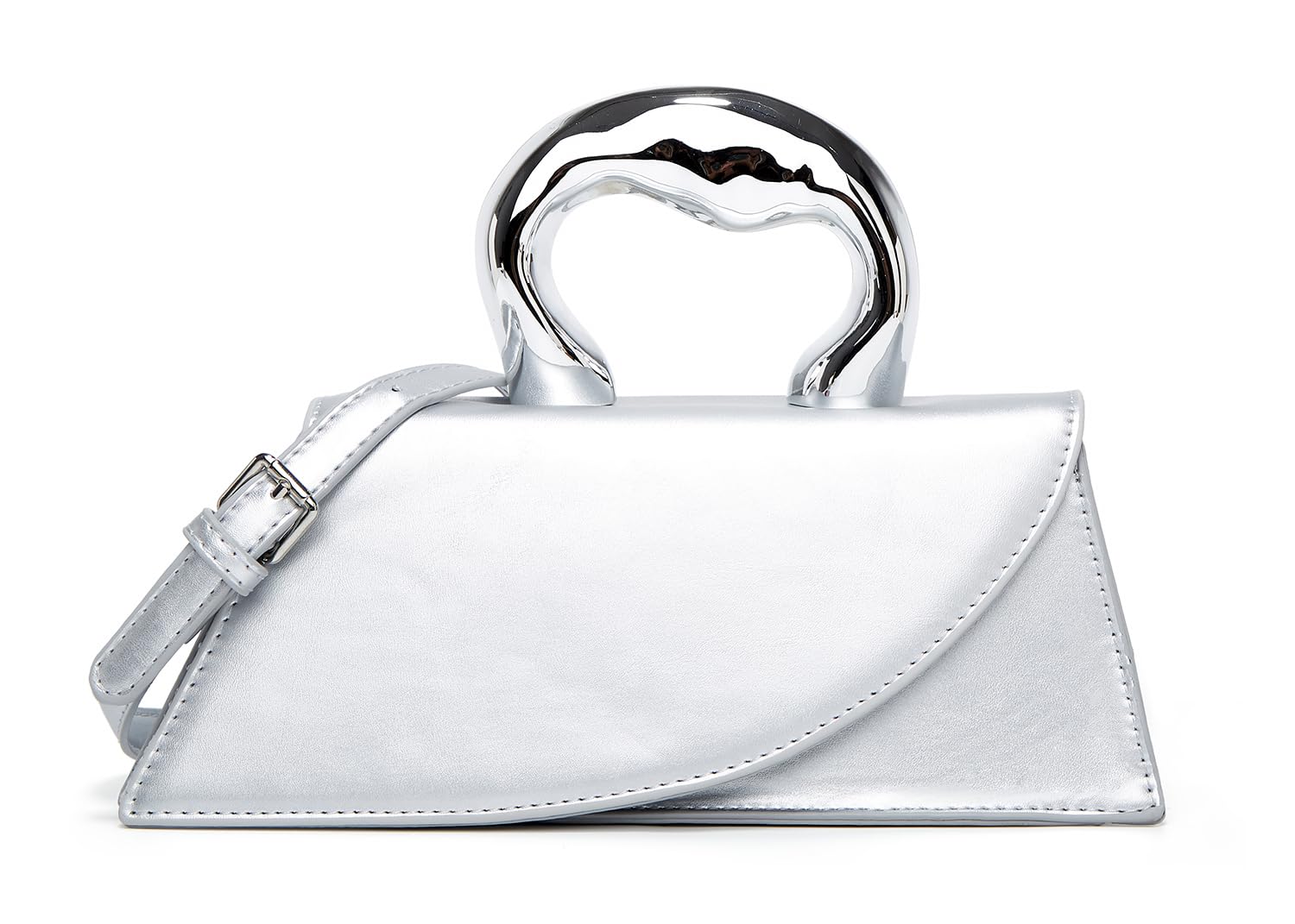 Small Silver Crossbody Satchel Y2K Evening Handbag for Women - Hobo Shoulder Tote Bag 2025