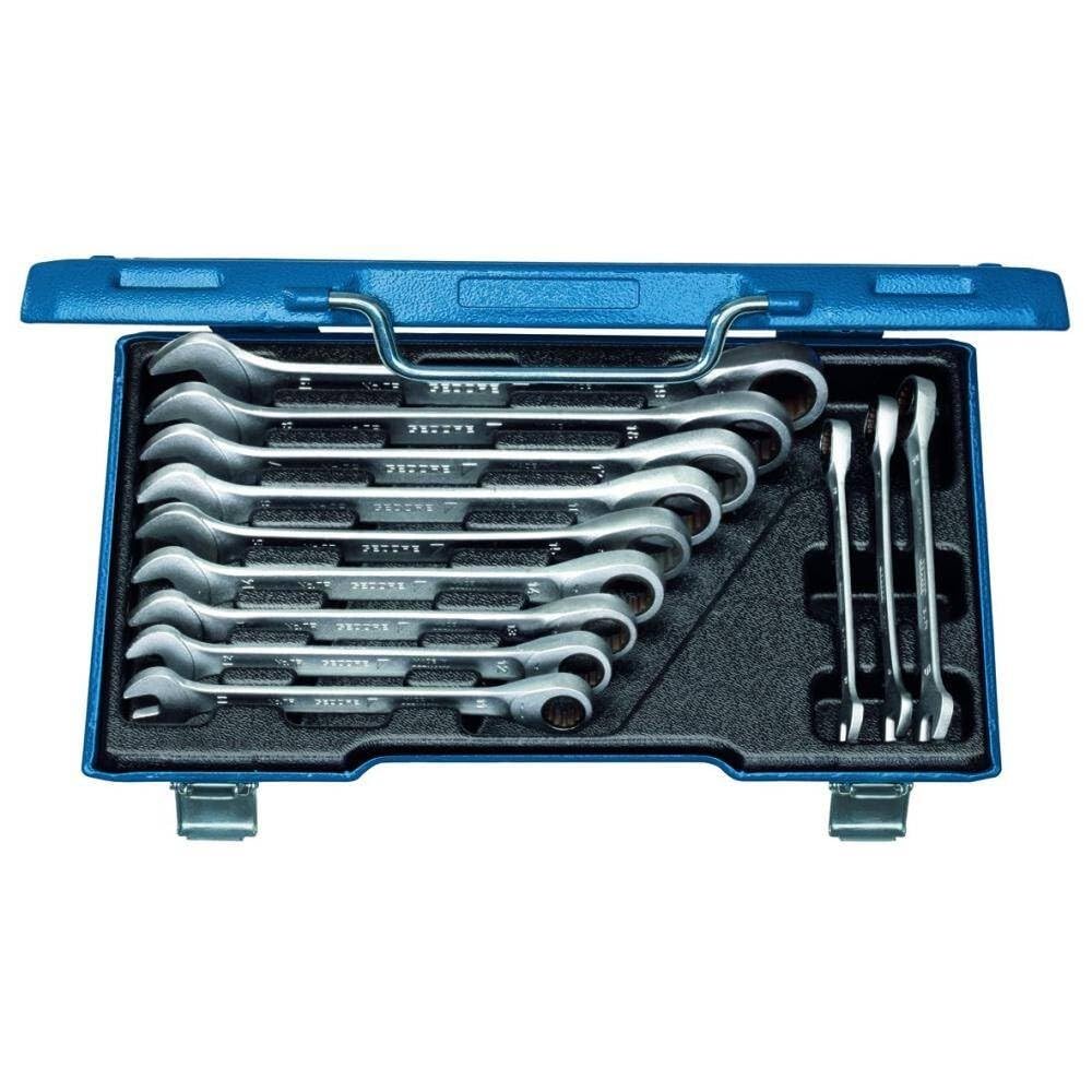 GEDORE Maulschlüssel-Satz mit Ringratsche, Set 12-tlg, SW 8-19 mm 