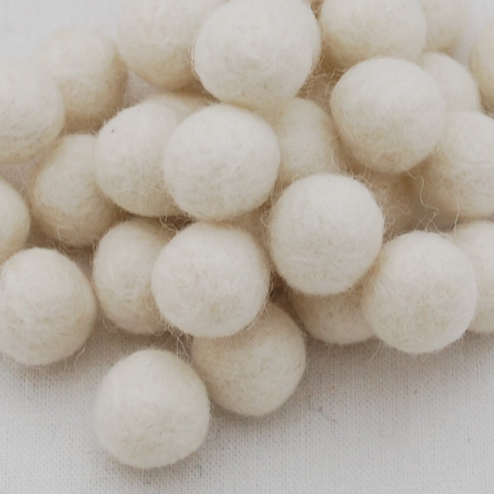 Oriental Direct 100% Wool Felt Balls - 1.5cm - 10 Felt Balls - Ivory White