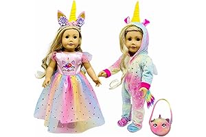 18 Inch Doll Unicorn Outfits and Me Matching Hairbands with Messenger Bags