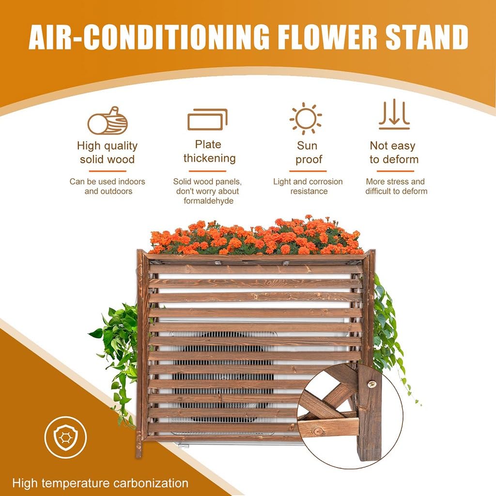 Cache Climatiseur Exterieur Cache Clim Bois Couvre-radiateur Plantes Et Fleurs pour L'extérieur Brise-Vue pour Cacher Le Climatiseur