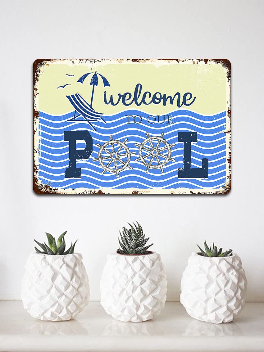 Jacevoo Plaque En Métal Vintage Avec Inscription « Pool Rules