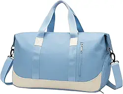 Bolsa De Mão Mala Viagem Academia Feminina Masculina Super Grande, Compartimentos Com Zíper, Espaço Para Tênis Ou Roupas Sujas Alça Removível Modelo Transversal Bordo Poliéster (Azul Jeans)