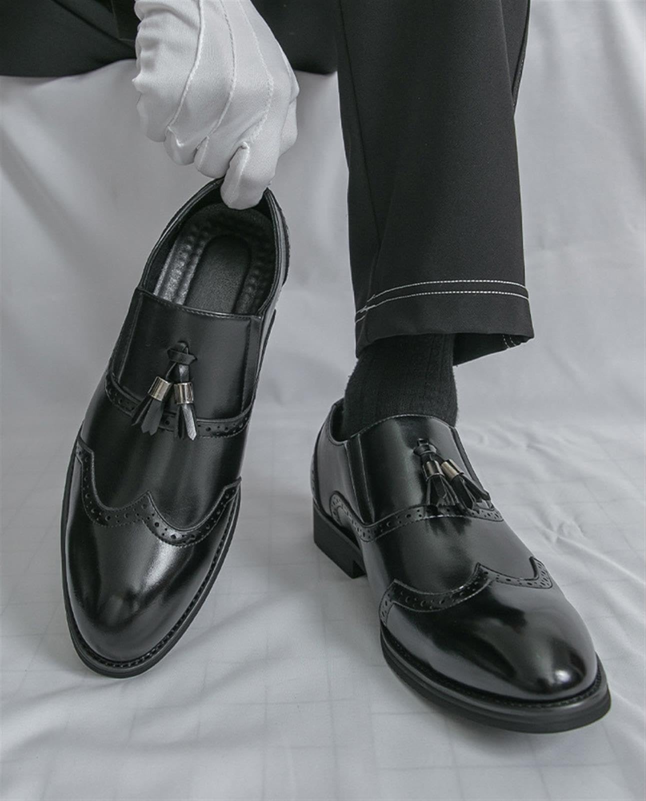 Zapatos de Vestir para Hombre Mocasines con Borlas Estilo Brogue sin Cordones Calzado Formal Clásico para Bodas Negocios Oficina Fiestas