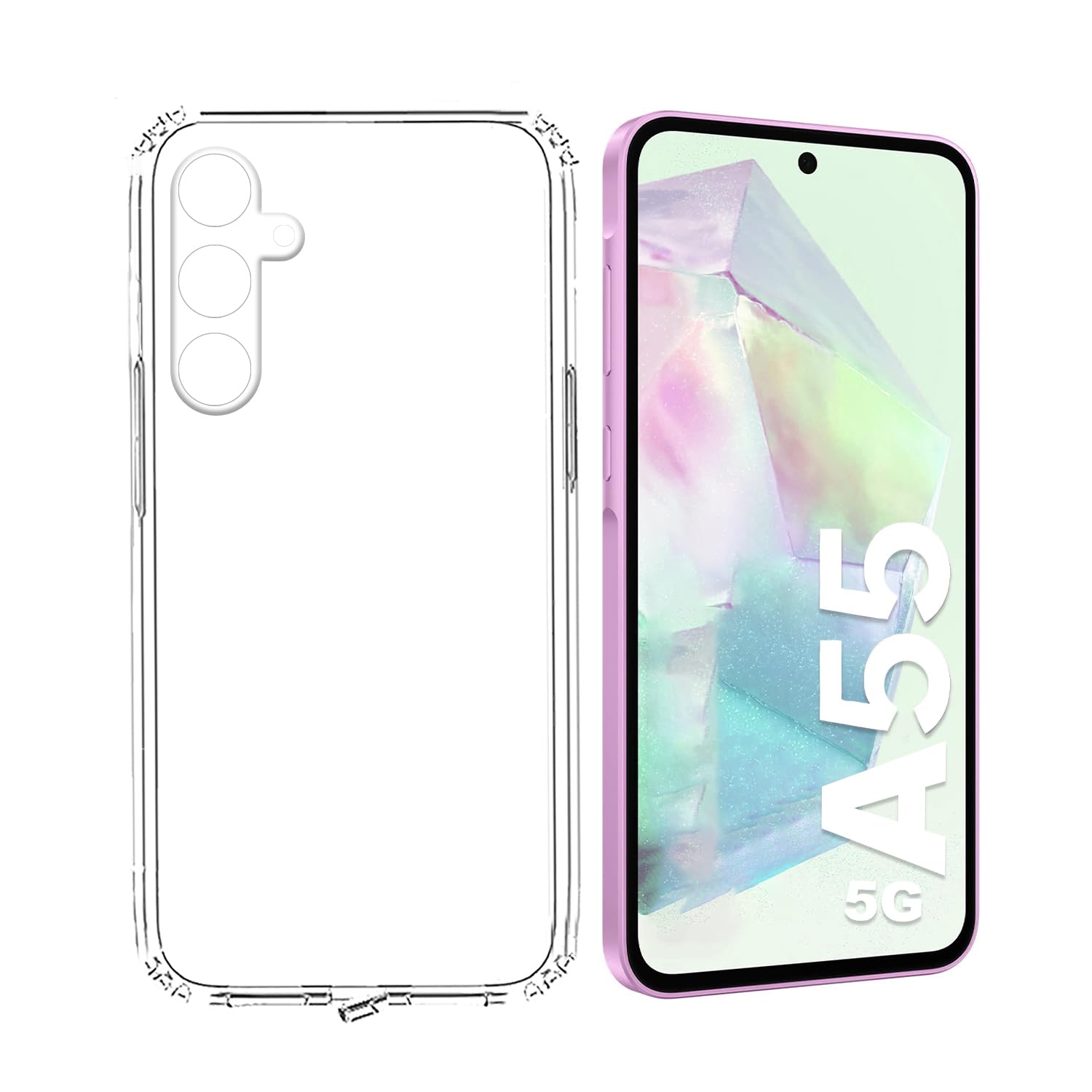Tough Lee Back Cover Case for Samsung Galaxy A55 5G (Transparent) (Soft Silicon) (Dust Plug) (Anti Slip Design) (B0D35VQP1G) Amazon Price History, Amazon Price Tracker