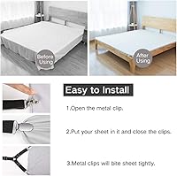 Vista 4 de Abrazaderas de sábana, tirantes en triángulo ajustable elástico, correas con clip para sábanas, fundas de colchón, almohadón de sofá
