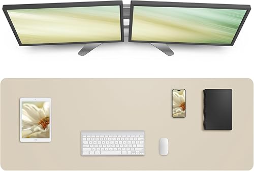 Miniatura 24 de Almohadilla grande para escritorio, alfombrilla para mouse, tapete para escritorio de oficina, protector de escritorio de piel sintética Negro