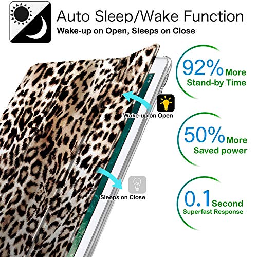 Image of DuraSafe Cases for iPad PRO 11 Inch 1st [ PRO 11 1 Gen 2018 ] A1980 A1934 A2013 A1979 MTXN2HN /A MTXP2HN /A MTXR2HN /A MTXQ2HN /A Smart Adjustable Stand Feature Printed Sleek Design Flip Case - Leopard