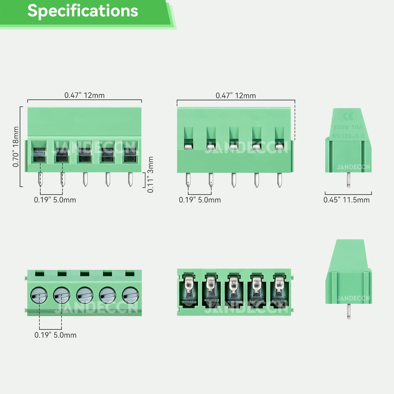 Snapklik.com : 30pcs 5.0mm Pitch 5 Pin PCB Mount Screw Terminal Block ...