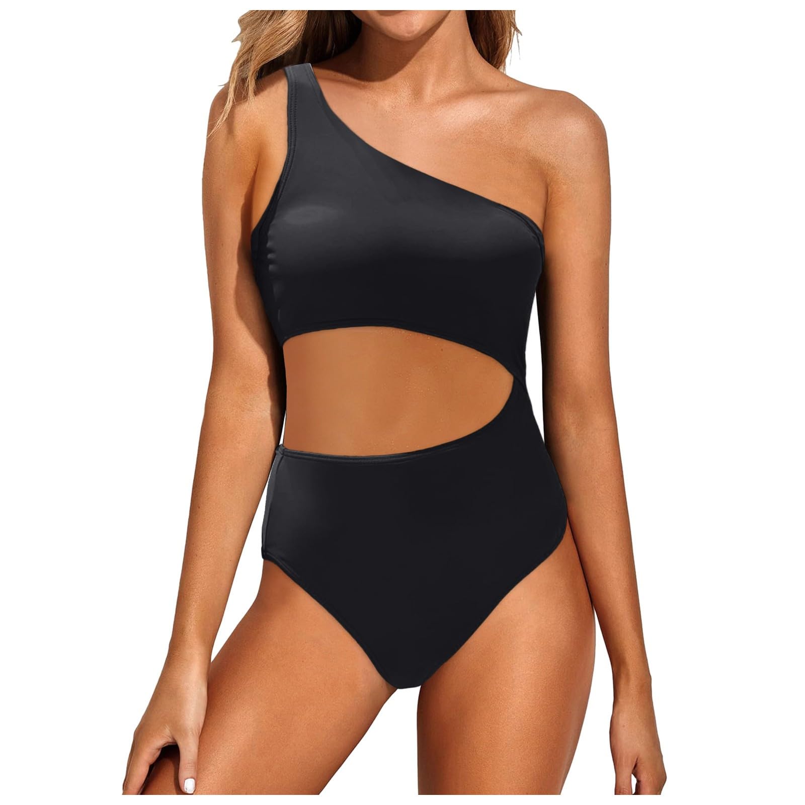 Kwatieh Traje de Baño Entero Un Hombro para Mujer Diseño Elegante con Detalle Ojo Cerradura y Total Ropa De Talla Grande BañAdores BañAdor Tallas Grandes Trajes BañO 2024