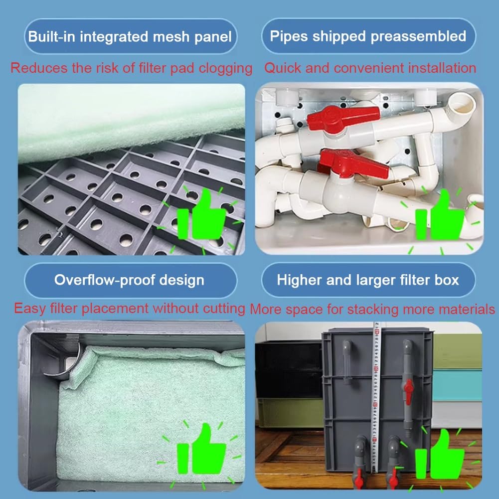 Caja de filtro de acuario para peceras, sistema externo de circulación de agua, kit de filtro grande para estanques, caja de rotación, no incluye bomba ni medios de filtro