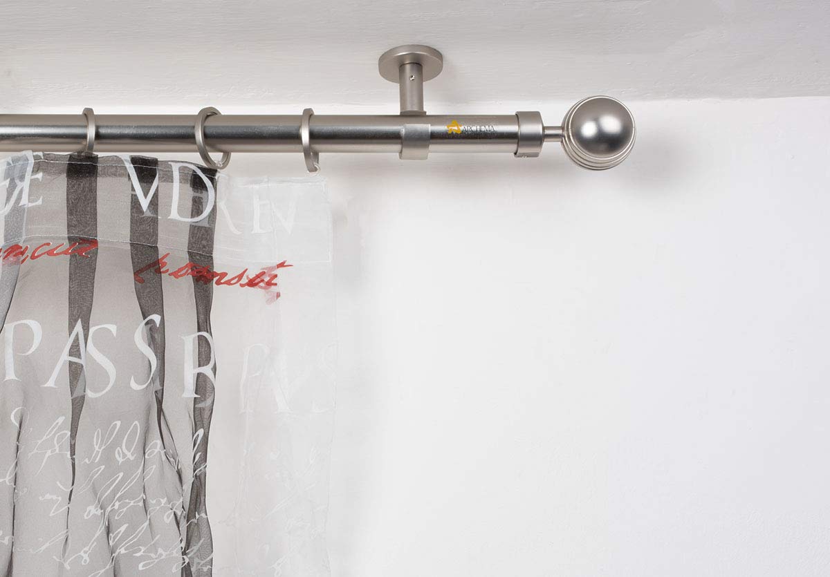 InCasa Curtain Pole: Ø 28 mm, Length 260 cm, Satin Steel, Stainless Steel