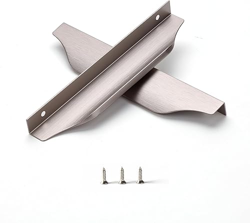 Satanga Tiradores de dedo para gabinete, cocina, cajón, perillas de perfil bajo, tocador de baño, manijas largas de aluminio, paquete de 6 unidades,