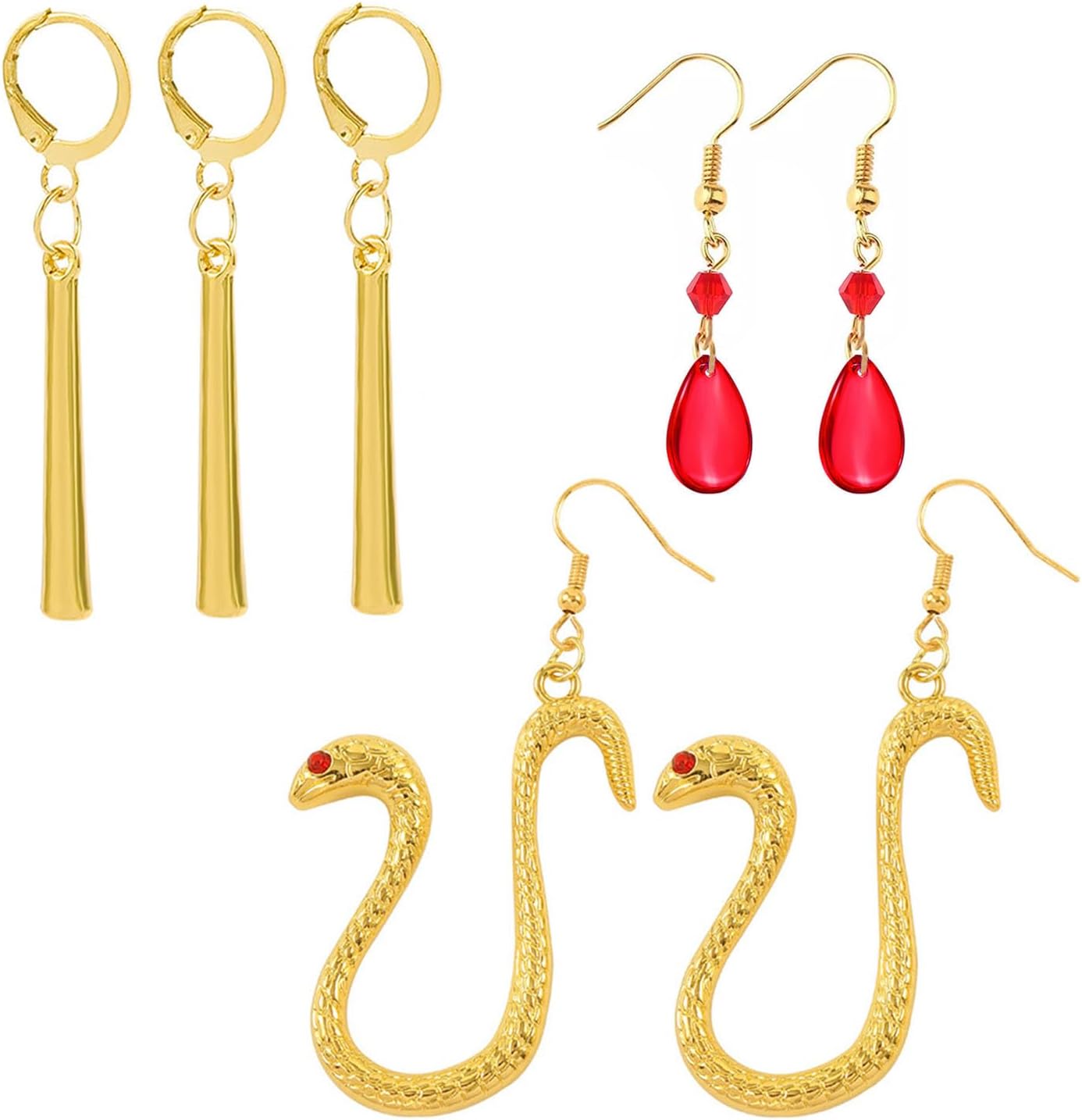 YouU Anime One P. Cosplay Jewelry Boa Hancock Pirate Empress Snake Earrings Red Teardrop Earring with Anime Stickers 23 pcs