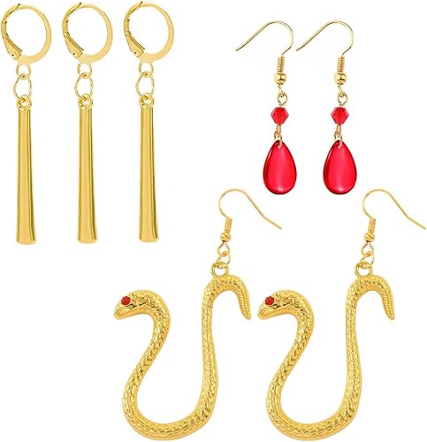 YouU Anime One P. Cosplay Jewelry Boa Hancock Pirate Empress Snake Earrings Red Teardrop Earring with Anime Stickers 23 pcs