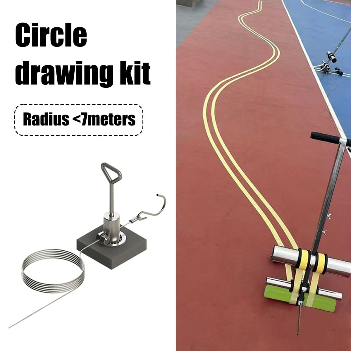 Aplicador manual de cinta de suelo, máquinas de rayas de línea de campo, aplicador de marcado de carril, herramienta de marcado de suelo de empuje manual, puede dibujar círculos de cancha de