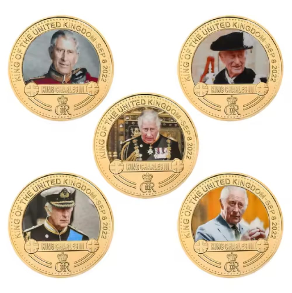 Moneda Conmemorativa del Rey Carlos III del Reino Unido, bañada en Oro, Monedas de desafío, Regalos de Recuerdo