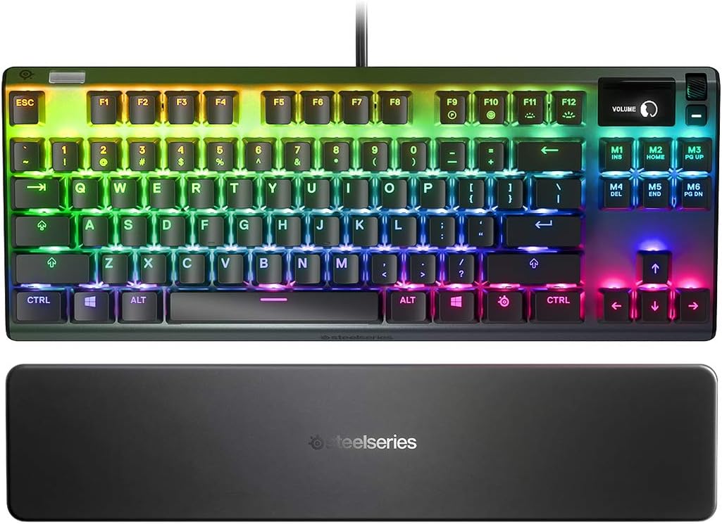 SteelSeries Apex Pro TKL Mechanical Gaming Keyboard – World’s Fastest Keyboard – Adjustable Actuation – Esports Tenkeyless – OLED Screen – RGB – USB-A - American QWERTY Layout