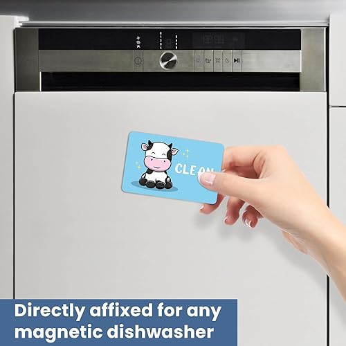 Miniatura 5 de HSSPIRITZ Divertido imán para lavavajillas con diseño de vaca, de doble cara, universal, para cocina, reversible, para lavavajillas, lavaplatos,