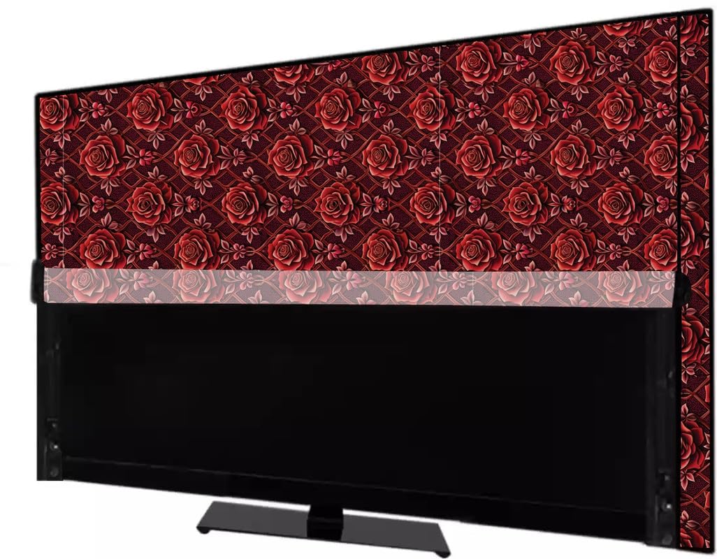 Mahal Creation PVC Printed LED TV Cover 75 Inch, Waterproof and Dustproof Cover with Transparent Polythene Layer Suitable for All Brands Led Tv (Red Flower) Mahal Creation PVC Printed LED TV Cover 75 Inch, Waterproof and Dustproof Cover with Transparent Polythene Layer Suitable for All Brands Led Tv (Red Flower)