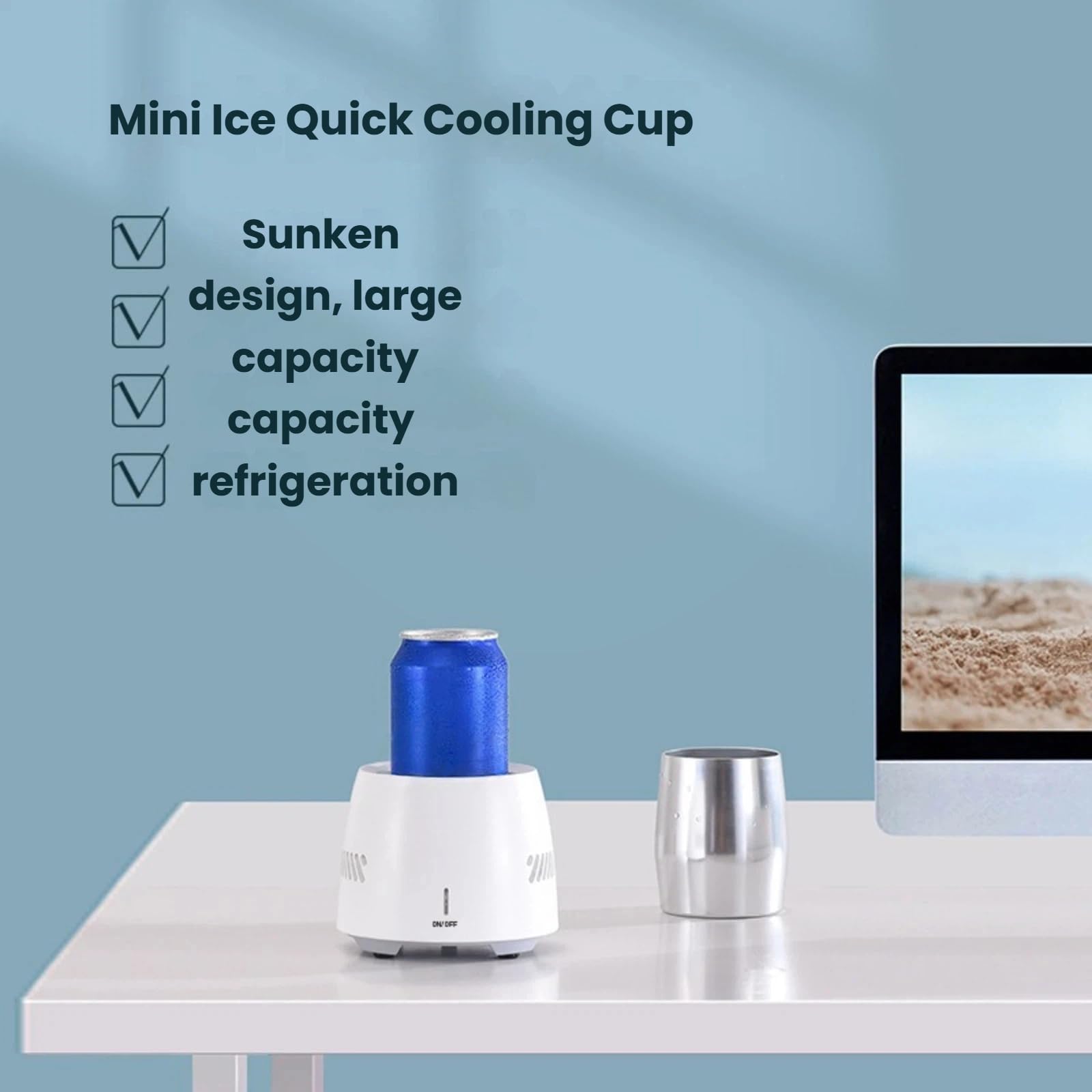 Enfriador de bebidas rápido, enfriador de bebidas compacto para vino y cerveza, mini enfriador de bebidas de enfriamiento rápido para uso doméstico y oficina, ideal para latas y botellas