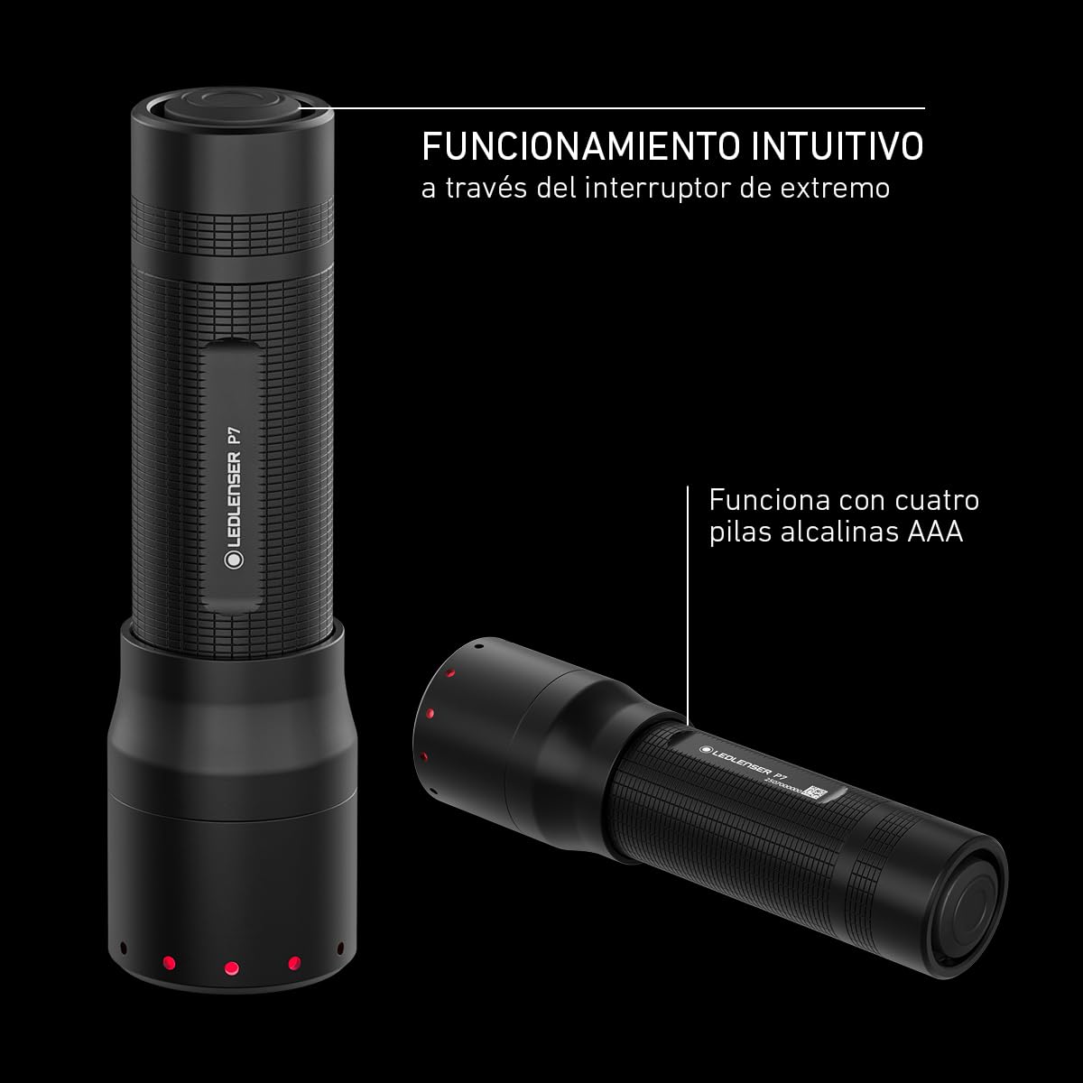 Ledlenser P7 Linterna LED, 650 lm, 400 m, IP54, 30 h, 175 g – Potente con 4×AAA para camping, senderismo