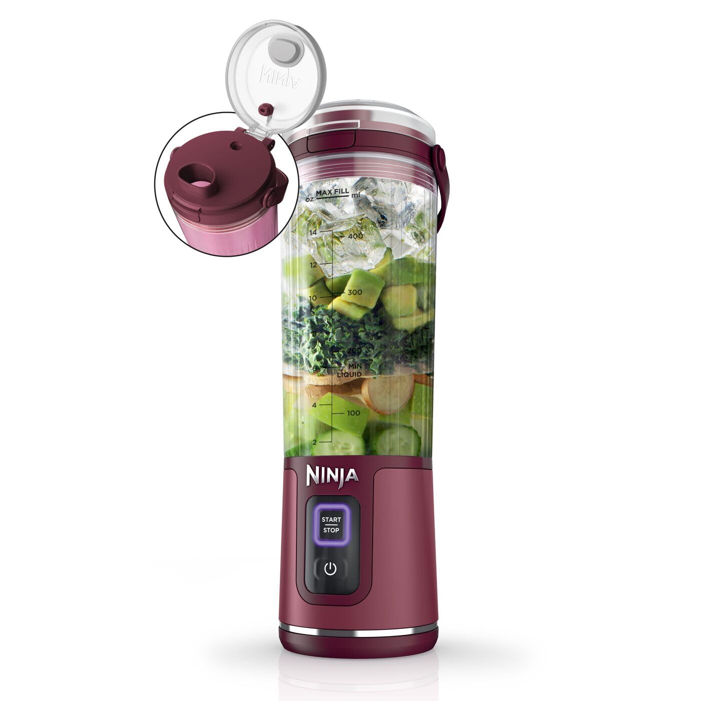 Blast Portable Blender, 530ml, Leakproof Lid & Sip Spout, Powerful Cordless Mini Blender, Rechargeable, Portable Smoothies, Protein Shakes, Blends Ice & Frozen Fruit, Cranberry Red, BC151UKCR